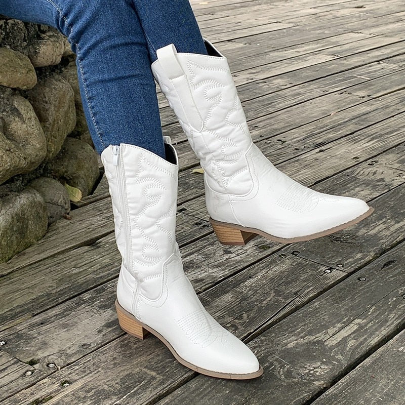 Stivali da cowboy con cerniera da donna | Lunghezza al polpaccio | Collezione Autunno