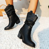 Stivali da cowboy slip-on eleganti da donna per l'autunno | Tacco basso
