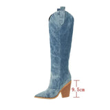 Stivali da cowboy sopra il ginocchio da donna | Blu Autunnale