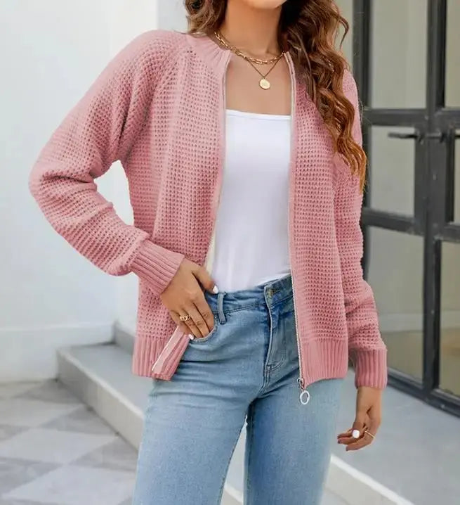 Elegante cardigan autunnale con cerniera BRITANY per un'eleganza senza sforzo