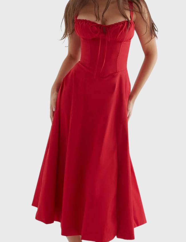 Betania | Abito a corsetto midi autunnale comodo ed elegante