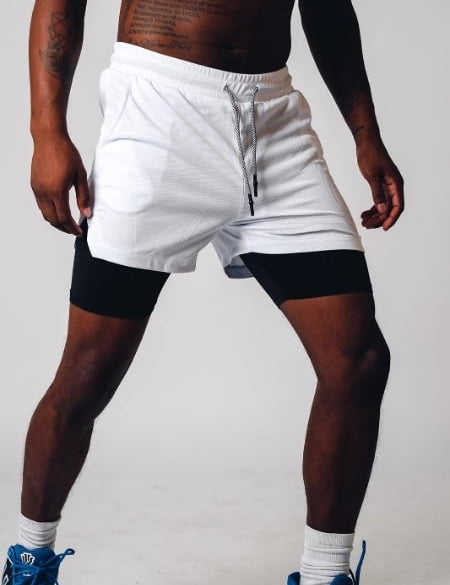 Uomini - Pantaloncini Fitness Estivi a Doppio Strato
