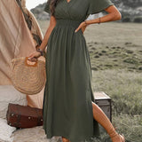 HEATHER | Elegante abito autunnale Boho lungo con scollo a V