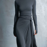 Noemi | Abito maxi con nodo laterale
