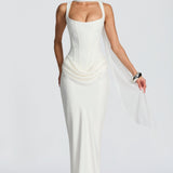 Lucia | Abito maxi con scollo quadrato