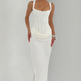 Lucia | Abito maxi con scollo quadrato