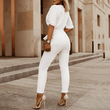 JESSICA | Tuta autunnale chic con scollo a V per un look disinvolto di stagione