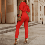 JESSICA | Tuta autunnale chic con scollo a V per un look disinvolto di stagione