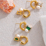 Maya | Eleganti orecchini estivi con smeraldi e perle
