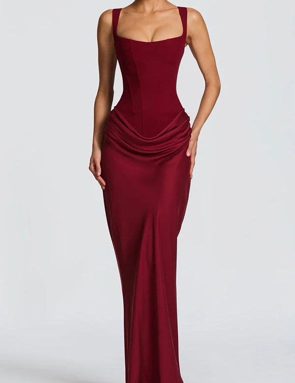 Lucia | Abito maxi con scollo quadrato