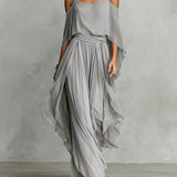 Isabela | Completo fluido grigio con top a spalline e pantaloni leggeri