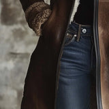 CAPPOTTO VINTAGE CON COLLO IN PELLE DI AGNELLO A CONTRASTO