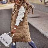 Trisha | Gilet autunnale da donna trapuntato alla moda al ginocchio