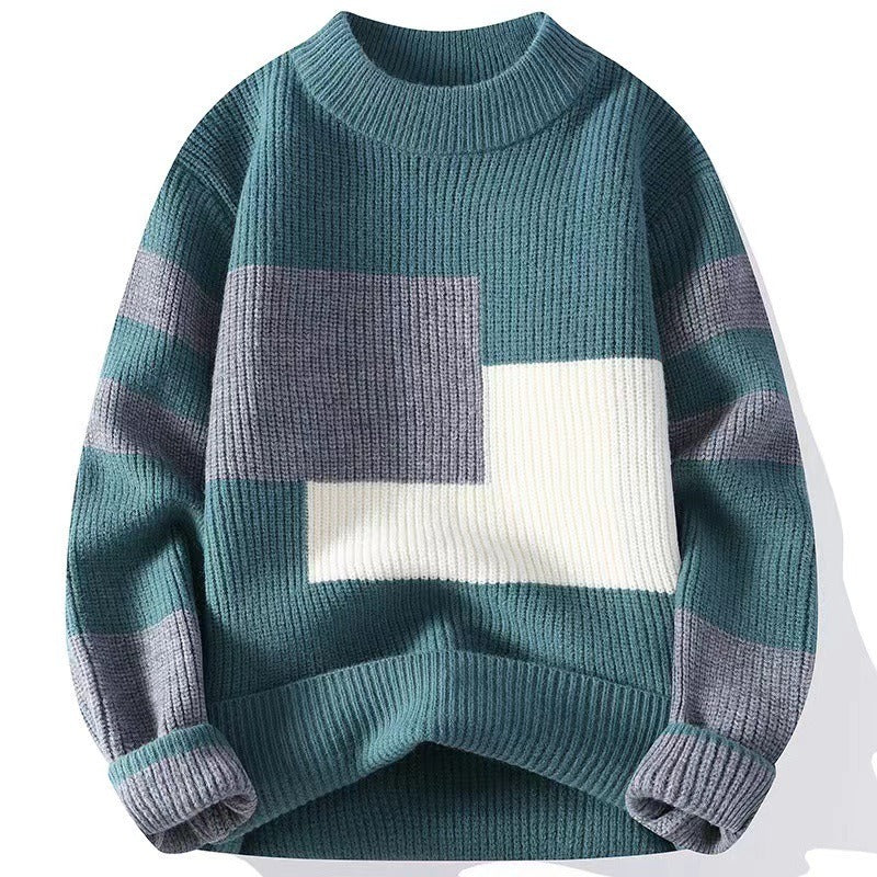 Maglione invernale da uomo - Tessuto spesso e caldo - Manica lunga - Scollo rotondo - Abbigliamento casual elegante